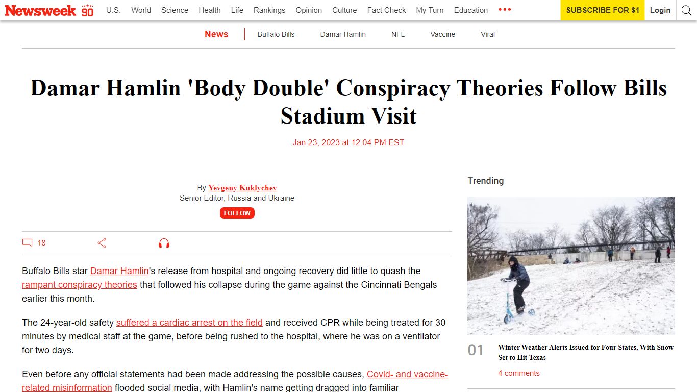 Damar Hamlin 'Body Double' Conspiracy Theories Follow Bills ... - Newsweek
